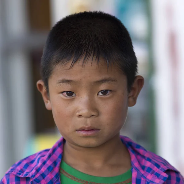Podobizna Chlapce Paro Bhútán — Stock fotografie