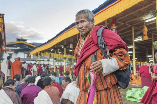 Starszy Mężczyzna Wydarzenie Religijne Paro Bhutan — Zdjęcie stockowe