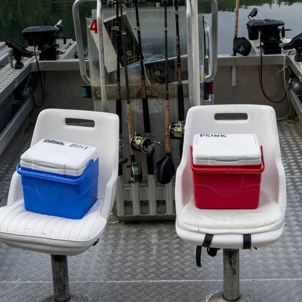 Refroidisseurs Sur Les Sièges Des Bateaux Pêche Quai District Régional — Photo