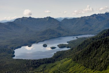 Bir göl, Skeena-Kraliçe Charlotte bölge bölge, Haida Gwaii, Graham Adası, British Columbia, Kanada, havadan görünümü