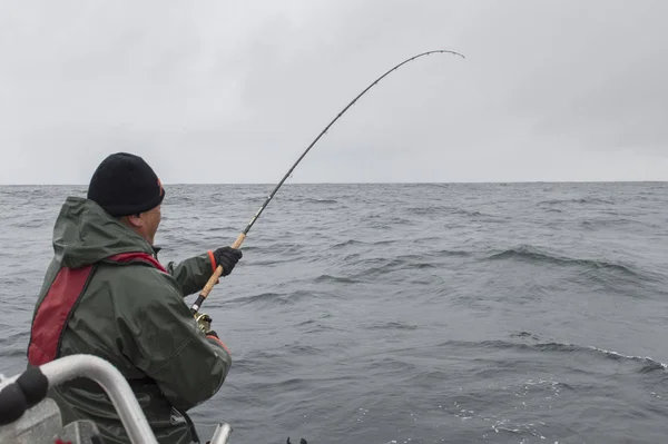 Man Fishing Pacific Ocean Westcoast Resort Skeena Queen Charlotte Regional — Stock Photo, Image