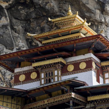 Low angle view of a monastery, Taktsang Monastery, Paro, Paro District, Paro Valley, Bhutan clipart