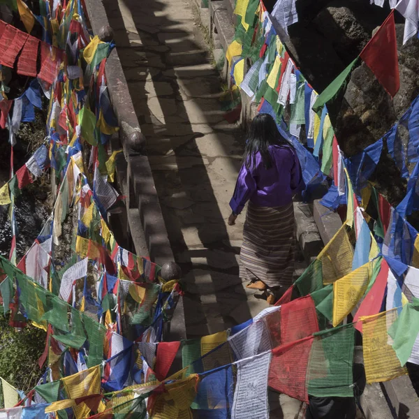 Close Prayer Flags Taktsang Monastery Paro Paro District Paro Valley — Stock Photo, Image