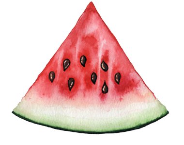 Kırmızı karpuz suluboya resim tohumları ile dilim