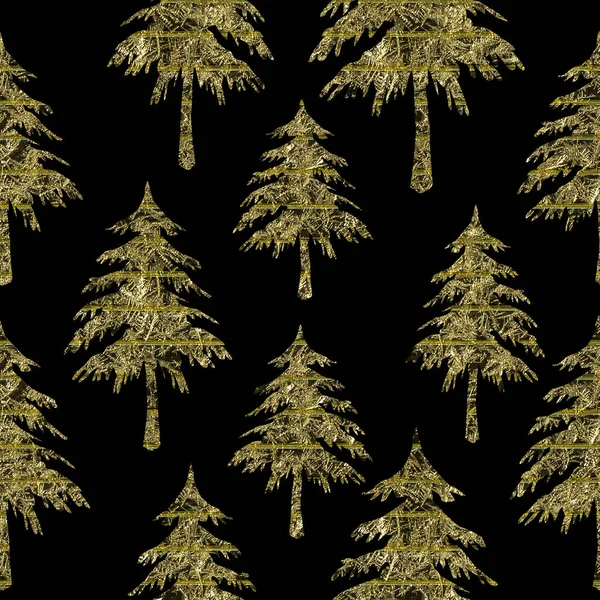 Безшовна текстура візерунка кольору жовтого різьбленого різдвяного ялинки ізольовані на чорному тлі — стокове фото