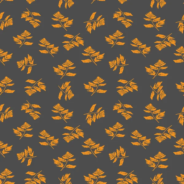 Illustration of orange carved fall leaves isolated on a gray background, Seamless pattern — Stock Photo, Image