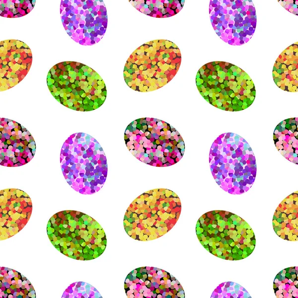 Patrón Inconsútil Vector Mosaico Coloridos Huevos Pascua Aislados Sobre Fondo — Vector de stock