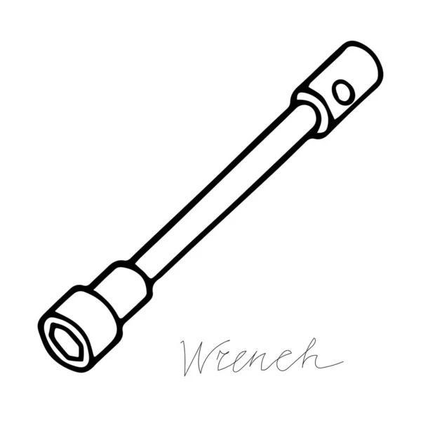 Hand Draw Black Vector Illustration Metallic Locksmith Tool Isolated White — Stock Vector