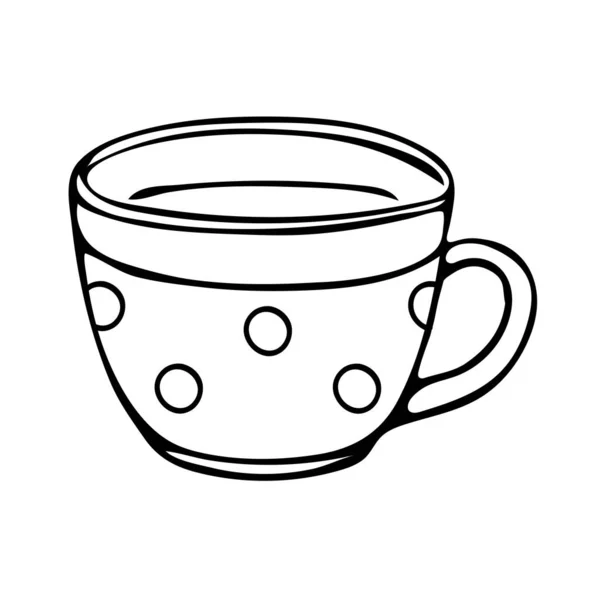 Eine Schwarze Handzeichnung Illustriert Eine Tasse Mit Heißem Tee Isoliert — Stockvektor