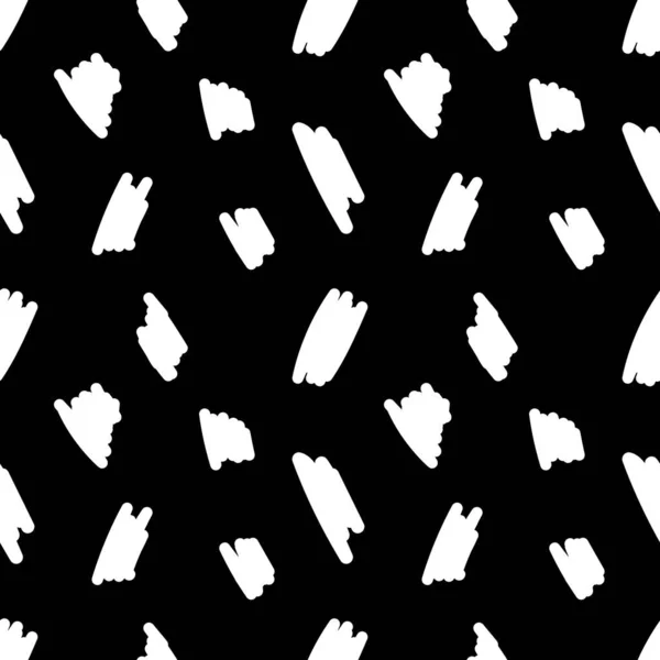 Siyah bir arkaplanda izole edilmiş beyaz el yapımı fırça darbesinden oluşan kusursuz bir vektör desen