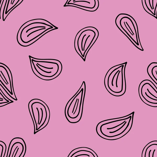 Patrón Sin Costuras Vector Pétalos Rosa Dibujados Mano Forma Corazón — Vector de stock