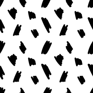 Beyaz bir arkaplanda izole edilmiş, siyah el yapımı fırça darbesinin pürüzsüz bir deseni.