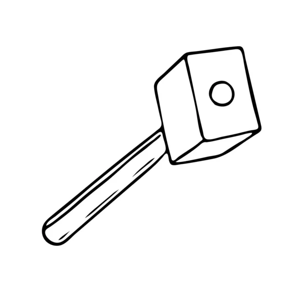 Hand Draw Black Vector Illustration Metallic Locksmith Tool Sledgehammer Isolated — Stock Vector