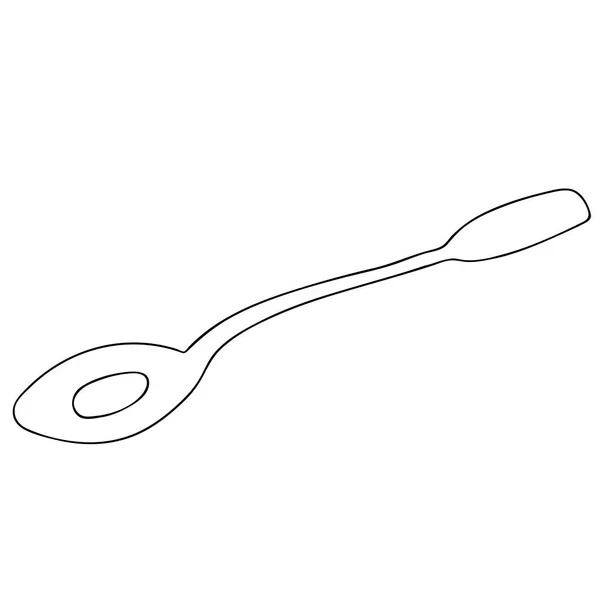 一个带有药物的黑色勺子的矢量轮廓在白色背景上 — 图库矢量图片