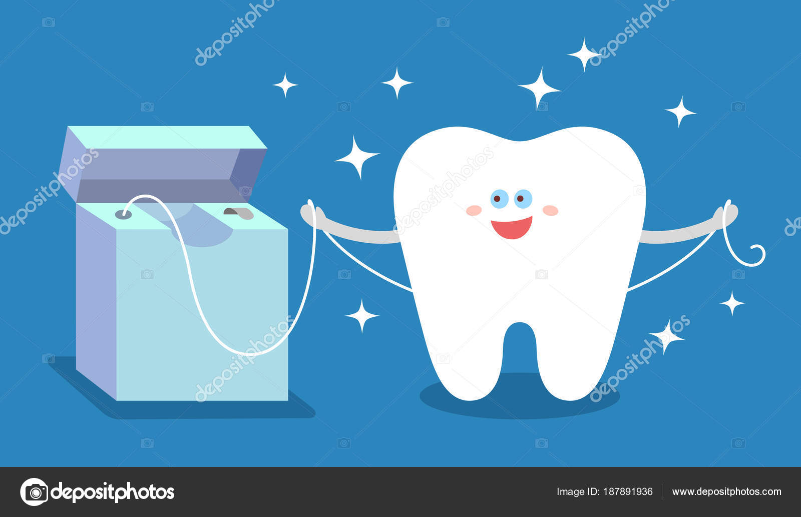 Cartoon Tooth Dental Floss Flossing Cleaning Teeth Dental Care Hygiene  Stock Vector Image by ©Indie-Design #187891936