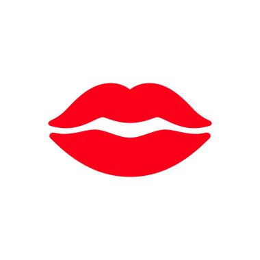 Kırmızı dudaklı öpücük izole.