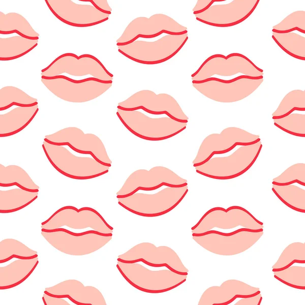 Pink nude  lips. Seamless pattern for Valentines cards. — Stock Vector