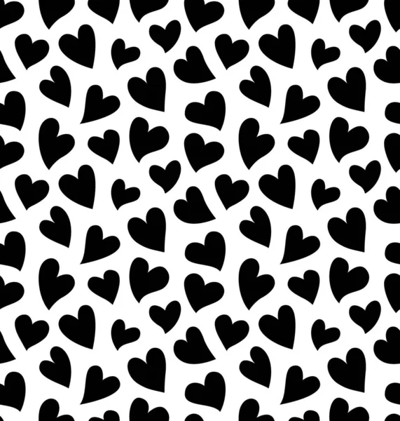 Seamless Pattern Black Hearts White Background Good Printing Saint Valentine — 스톡 벡터