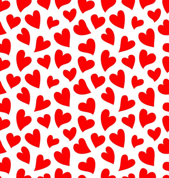 Seamless Pattern Red Hearts White Background Good Printing Saint Valentine — 스톡 벡터