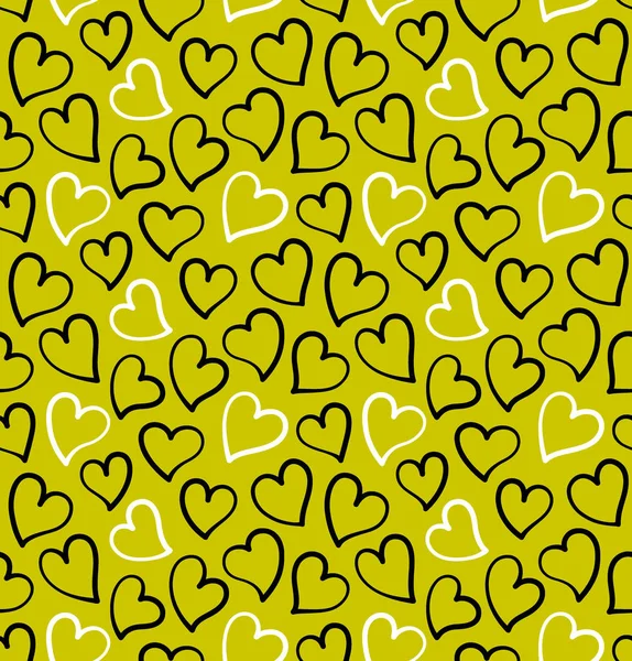 Hearts Seamless Pattern Black White Colors Lime Background Design Saint — 스톡 벡터