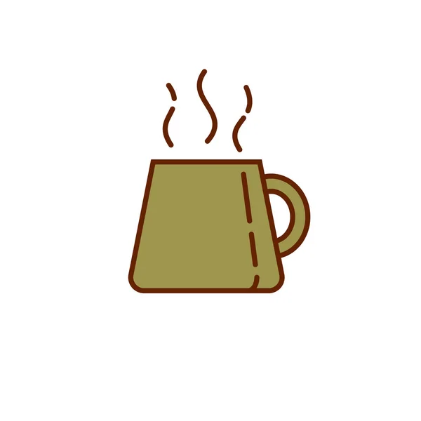 Καφές Φλιτζάνι Τσάι Κούπα Εικονίδιο Πράσινο Χρώμα Γραμμικό Στυλ Εικονογράφησης — Διανυσματικό Αρχείο