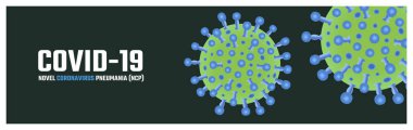 Coronavirus, Covid-19 pankart şablonu. Virüs Covid 19-NCP, 2019-NCoV. COVID-19 'u durdur