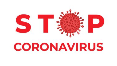 Coronavirus 'u durdurun, virüs hücreli Covid-19, şablon.