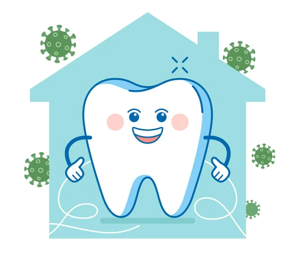 Flossing Dientes Casa Autoaislamiento Cuarentena Para Prevenir Propagación Del Coronavirus — Archivo Imágenes Vectoriales