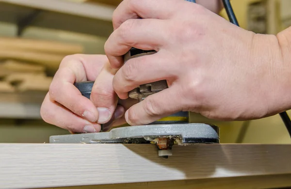 Processing furniture part edge — Stock Photo, Image