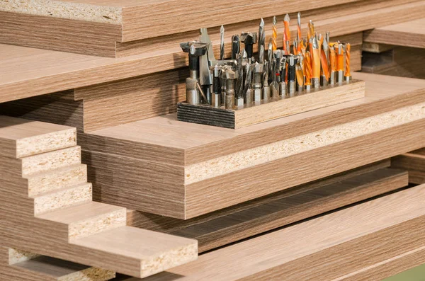 Board chipboard cut parts — Stock Image Board chipboard cut parts Stock Photo