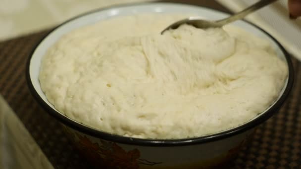 Kneading yeast dough — Stock Video