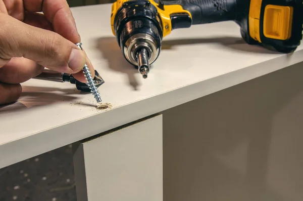 Assembly of hard furniture, close-up drawers for drawers — Stock Photo, Image