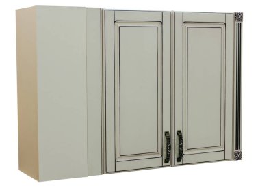 Beyaz arka planda ahşap dolap mobilyası