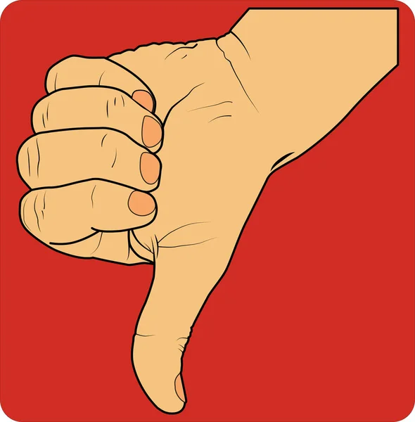 Gesto, mão mostra mal em um fundo vermelho — Vetor de Stock