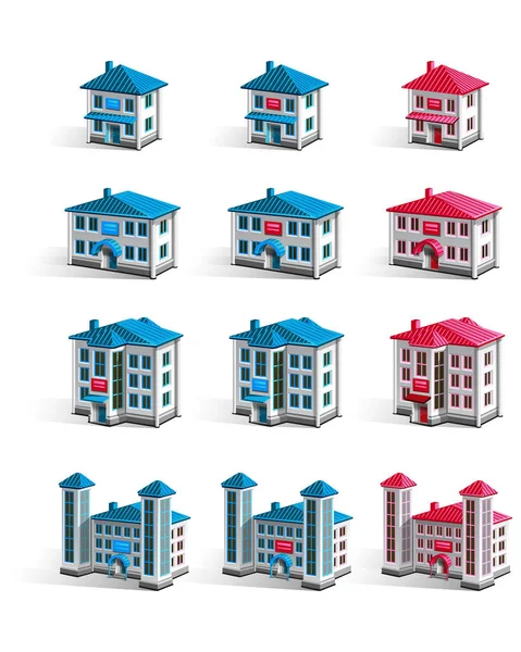 Edificios vectoriales de diferentes tamaños — Vector de stock