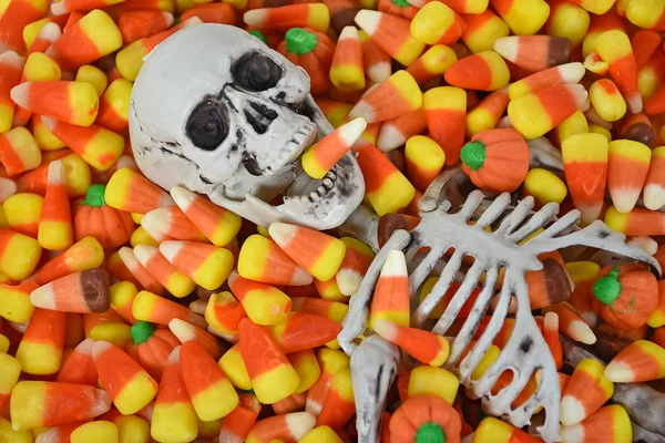 Esqueleto en maíz de caramelo —  Fotos de Stock