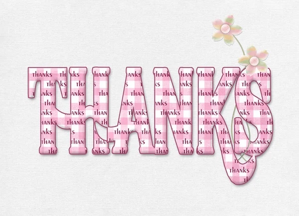 Word thanks in pink gingham pattern — Stock Photo, Image