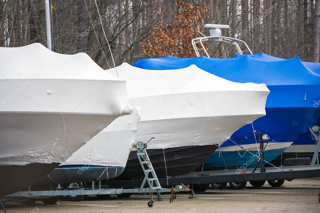 shrink wrapped boats