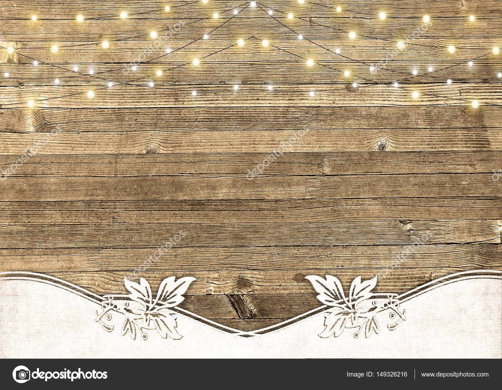 Glowing string of lights on rustic wood Stock Photo by ©jentara ...