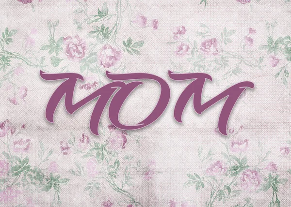 Słowo mama na wyblakłych papier kwiatowy — Zdjęcie stockowe