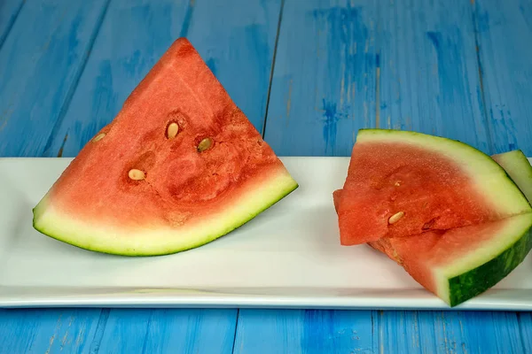 Watermelon slices on plate — Stock Photo, Image