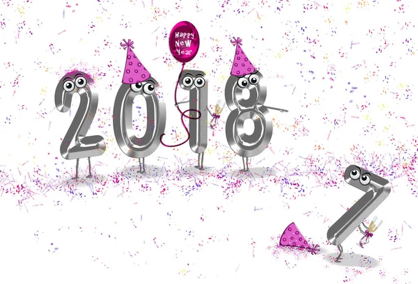 New year 2018 party humor — Stock Photo, Image