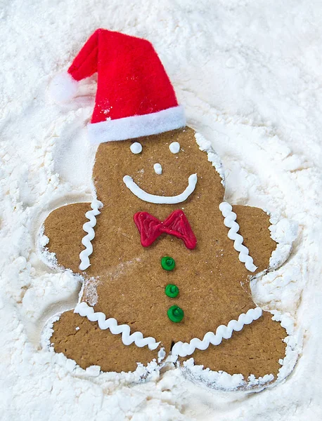 Sorrindo gingerbread homem neve anjo — Fotografia de Stock