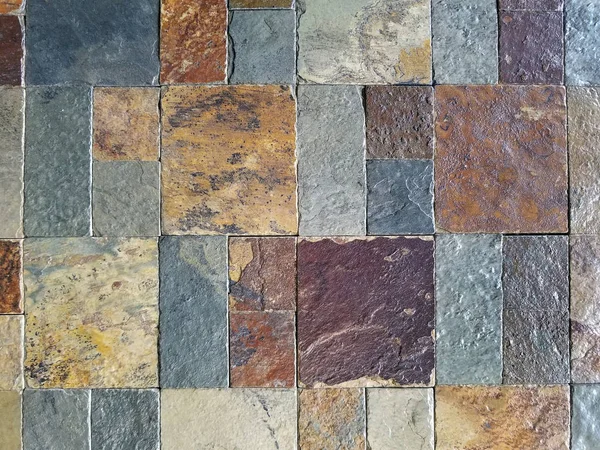 Zbliżenie Rustykalne Mozaiki Kamienne Płytki Wzór Tła — Zdjęcie stockowe