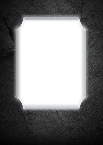 Black Stone Frame White Glow Copy Space Center — Stock Photo, Image