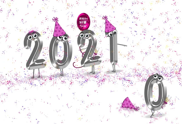 New Year 2021 Party Confetti Balloon White — Stock Photo, Image