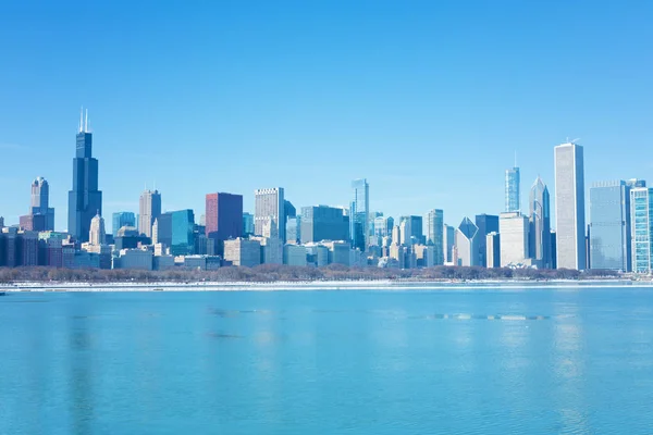 De skyline van Chicago van de winter — Stockfoto