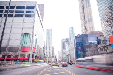 Chicago şehir sokak görünümünden ilçe alışveriş