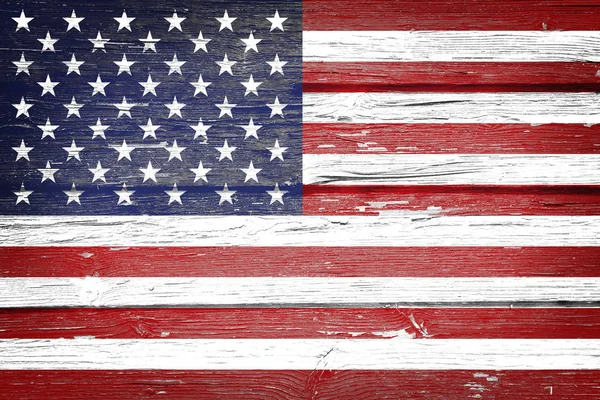 Ahşap arka plan üzerinde vintage bir görünüm ile Amerikan bayrağı