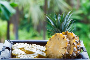 Güzel bir tropik backgrou doğal koşullara ananas